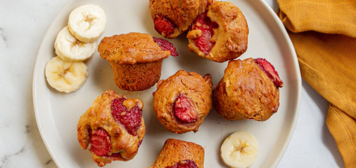 Mini Strawberry Banana Muffins