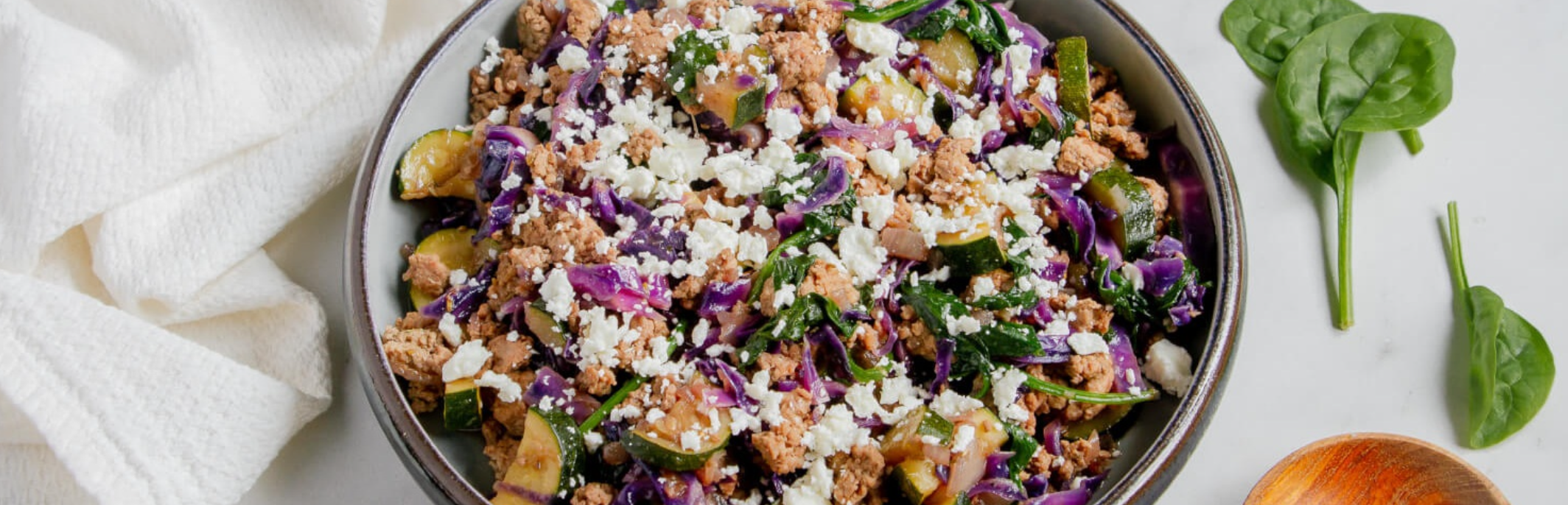 One Pan Turkey, Cabbage & Spinach