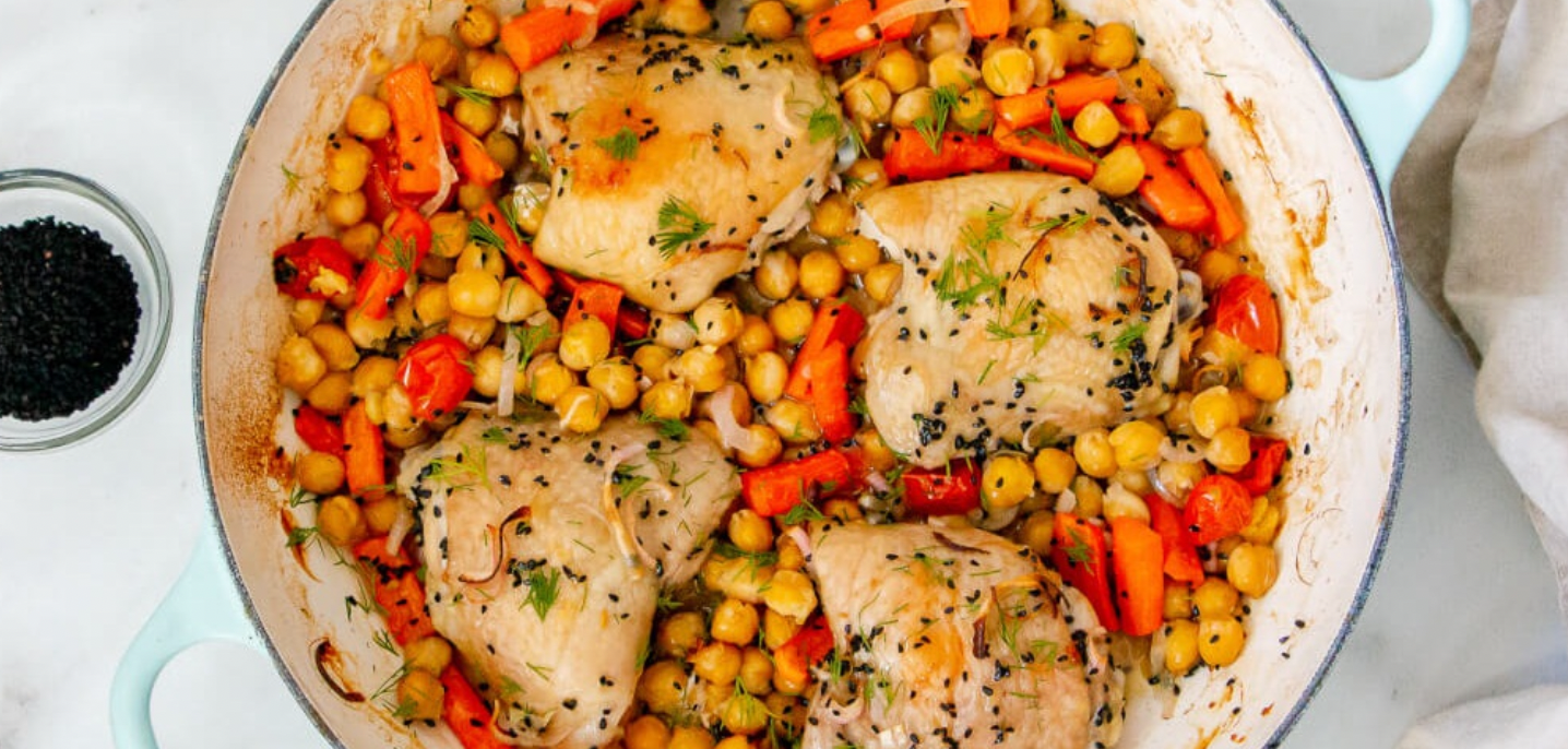 Lemony Roasted Chicken Carrots Chickpeas