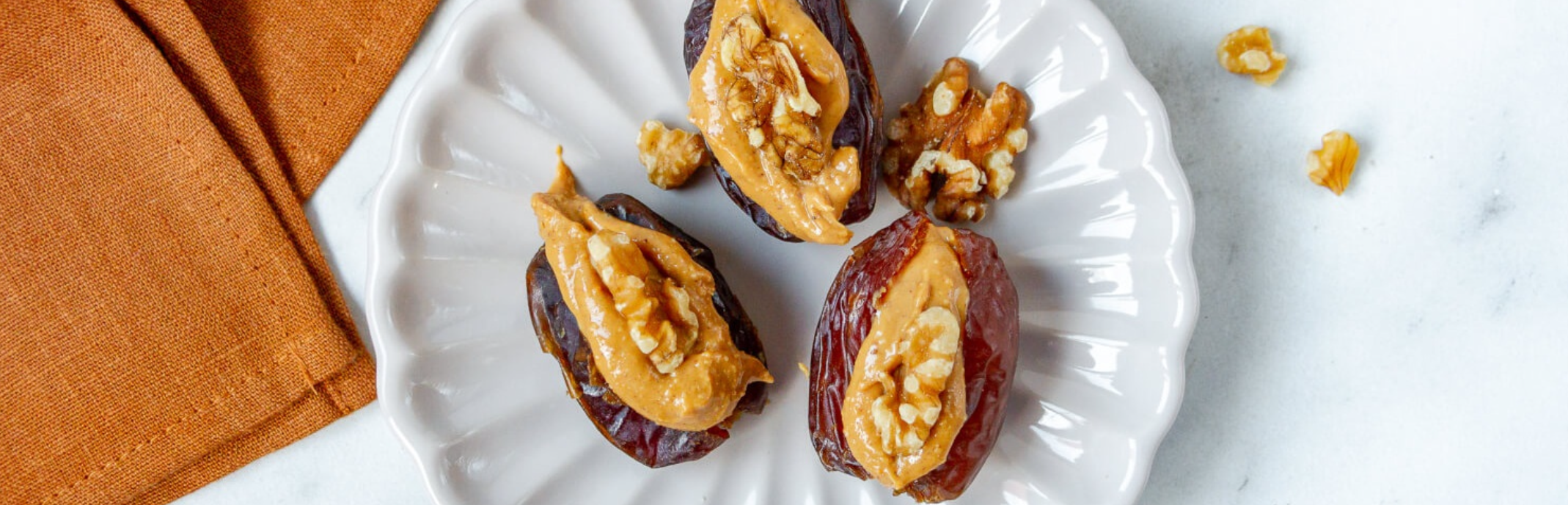 Peanut Butter Stuffed Dates with Walnuts