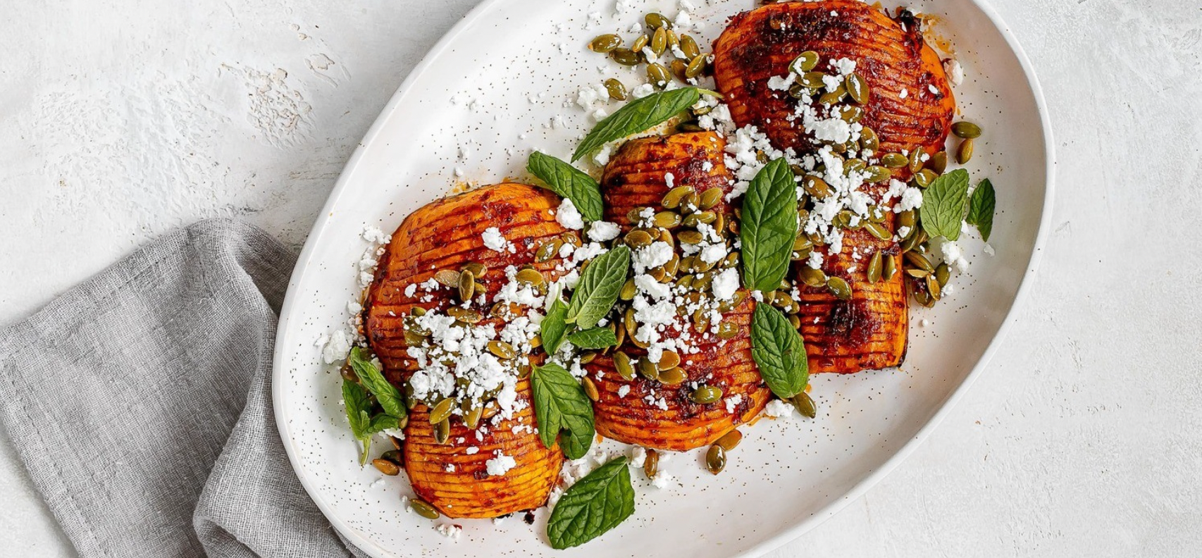 Hasselback Butternut Squash with Harissa