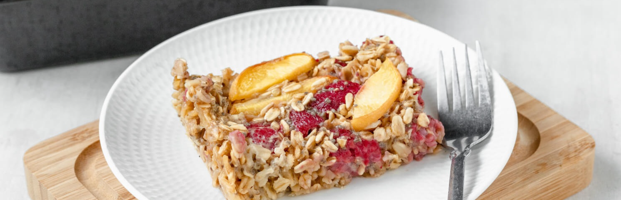 Peach & Raspberry Baked Oats