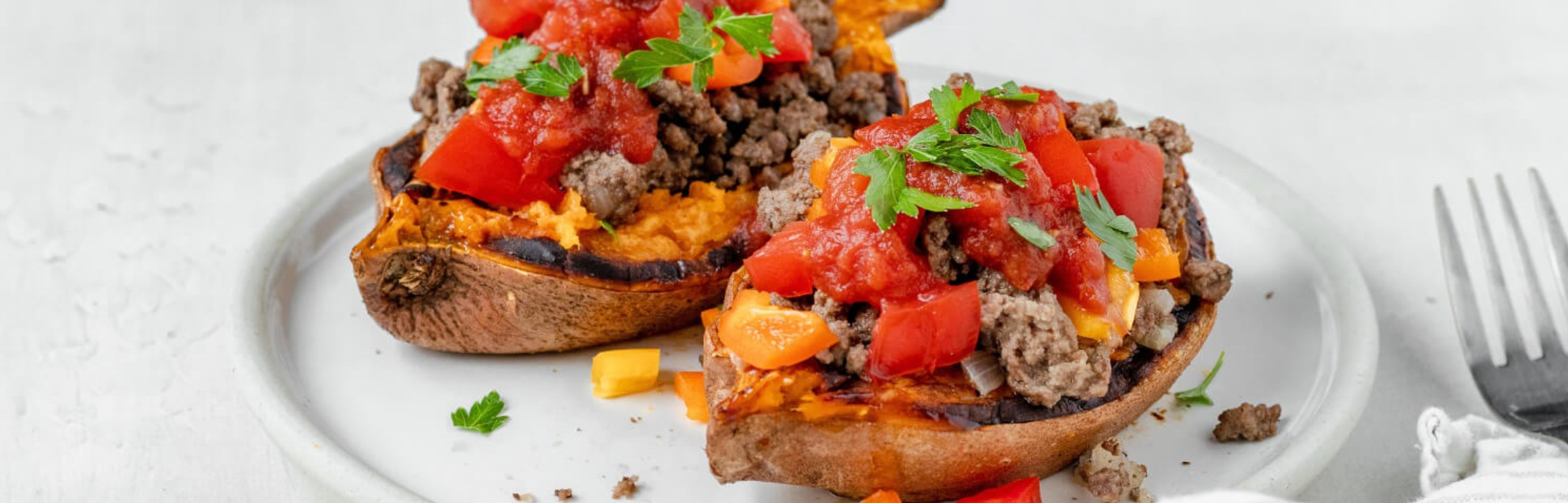 Beef & Tomato Stuffed Sweet Potato
