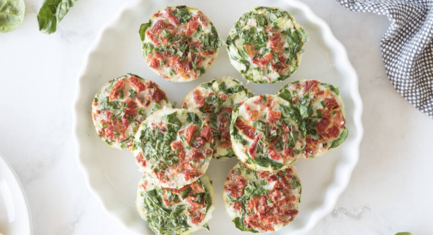 Spinach Sun Dried Tomato Egg White Muffins