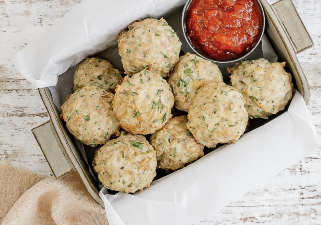 Air Fryer Chicken Meatballs with Tomato Sauce