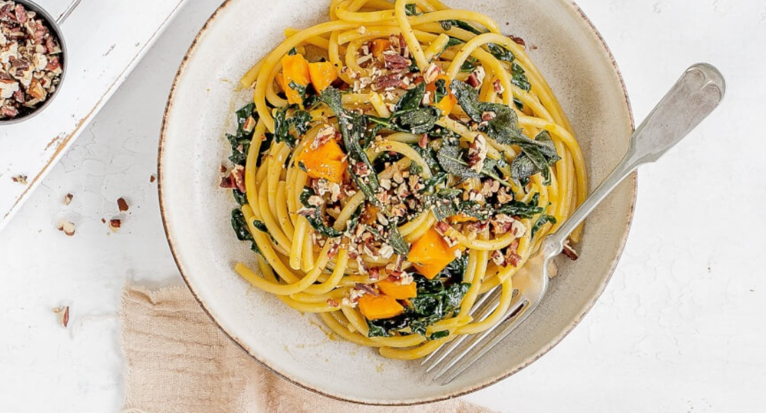 Roasted Squash Pasta with Brown Butter & Kale
