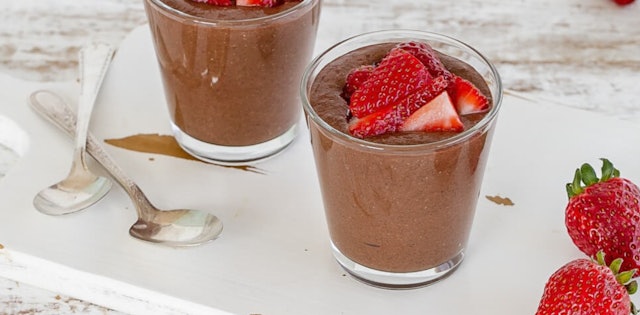 Blended Chocolate Strawberry Protein Chia Pudding