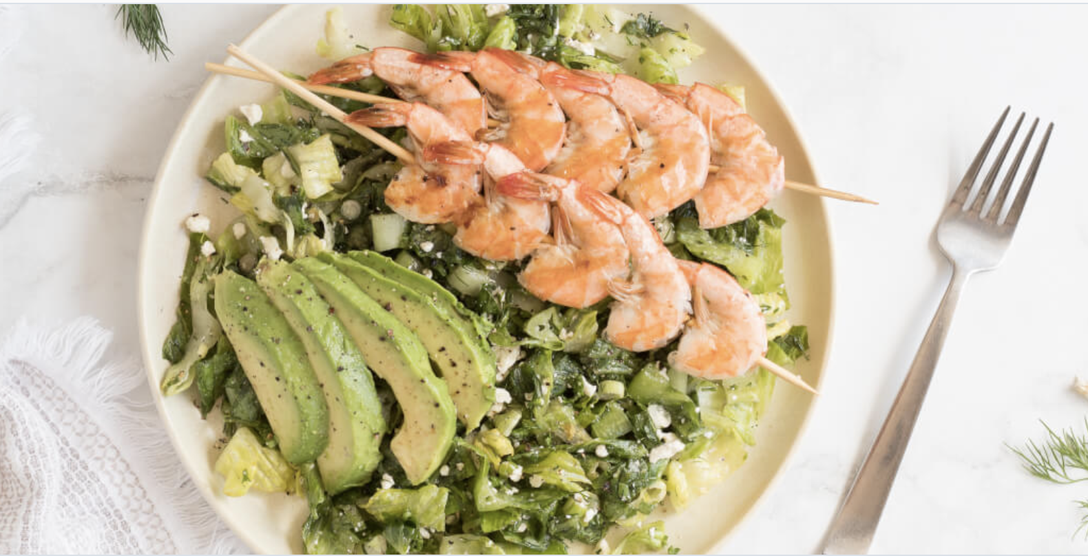 Grilled Shrimp Skewers with Green Salad