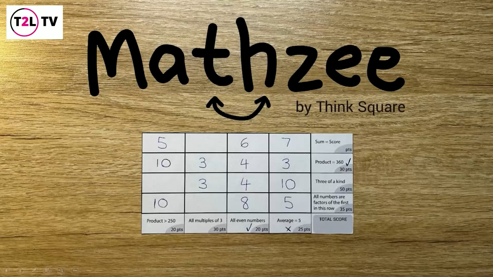 Mahtzee - Mathematical Adaptation of Yahtzee