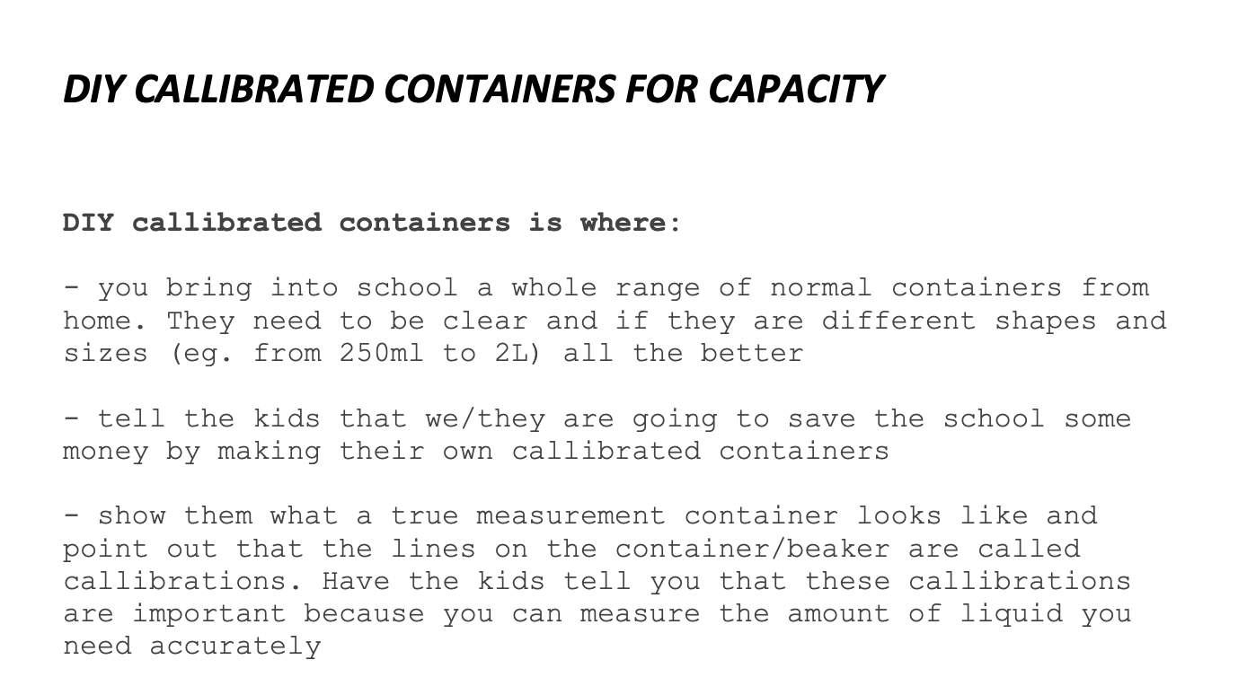 DIY Calibrated Containers for Capacity