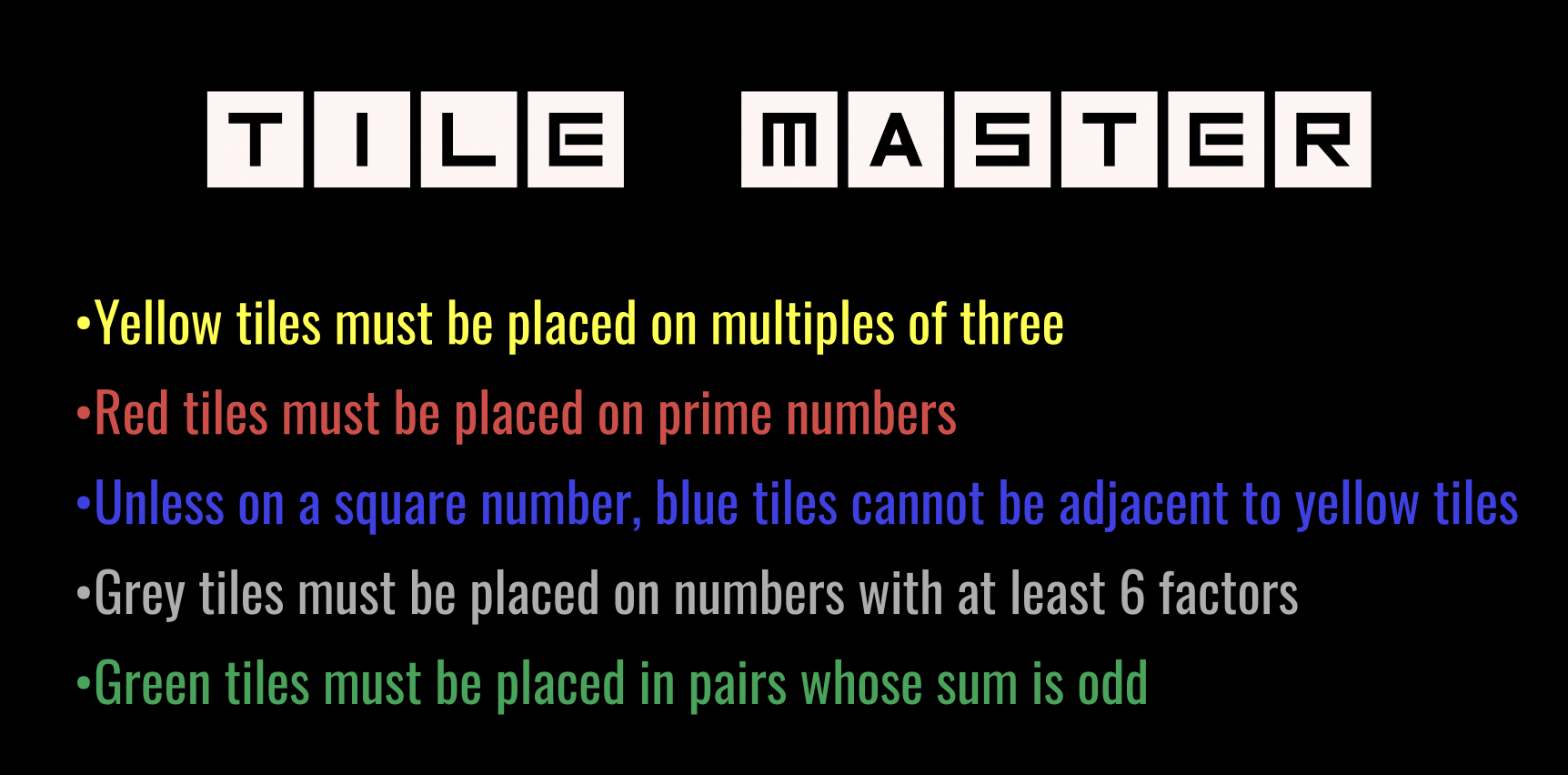 Tile-master. Yrs 6 - 10