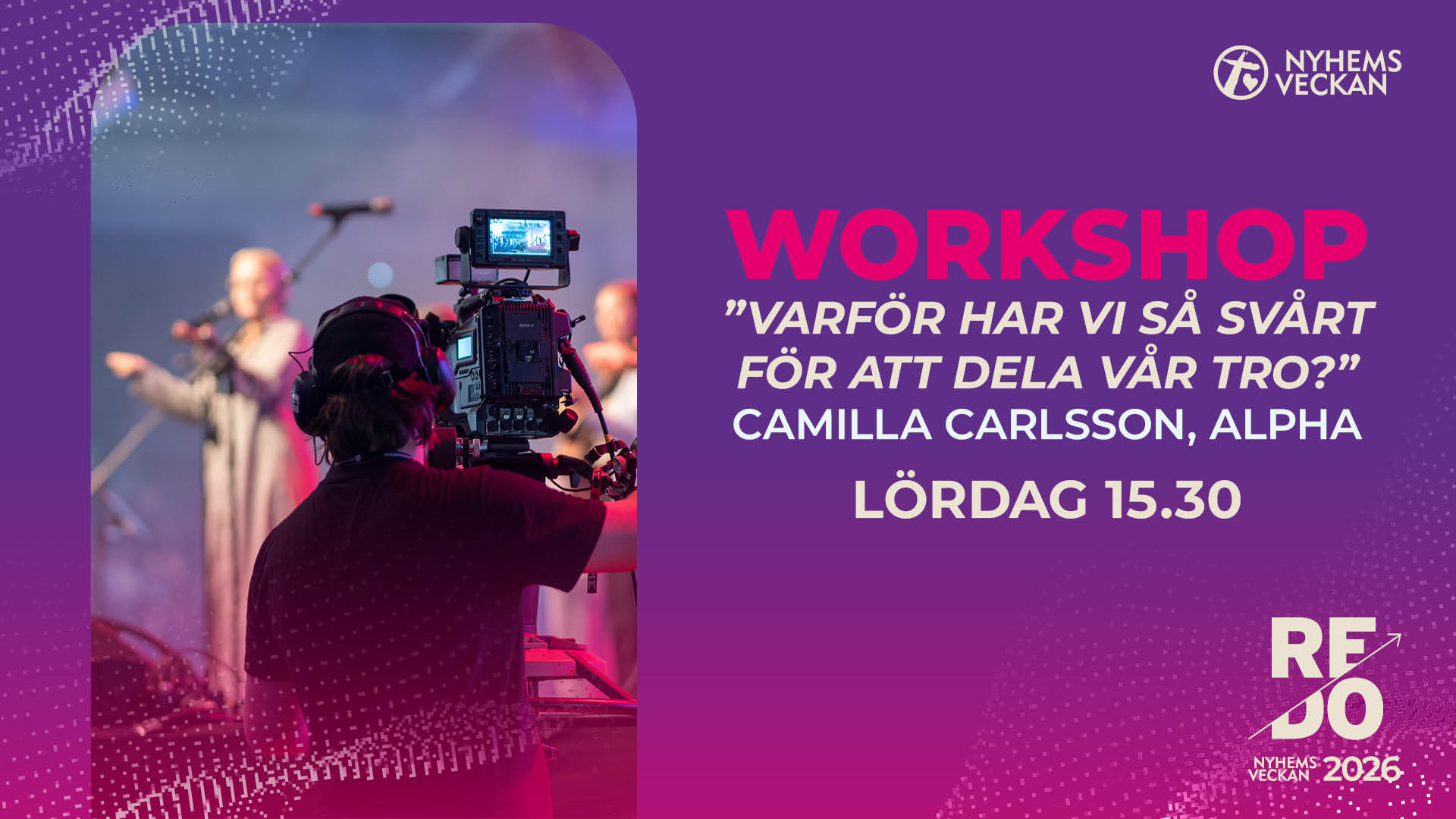 Workshop med Camilla Carlsson, Alpha Sverige | Lördag 15.30 | Nyhemsveckan 2026