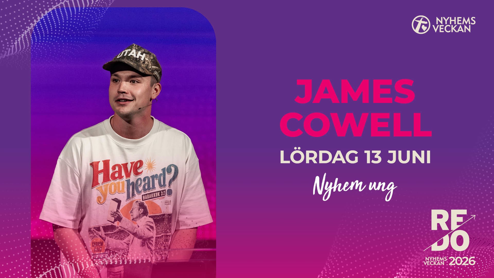 Kvällsmöte med James Cowell | Lördag 13 juni | Nyhemsveckan 2026