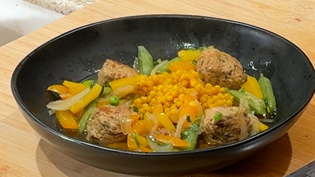 Turkey Meatball Vegetable Broth w/ couscous | 1PL8 with Chef Rich