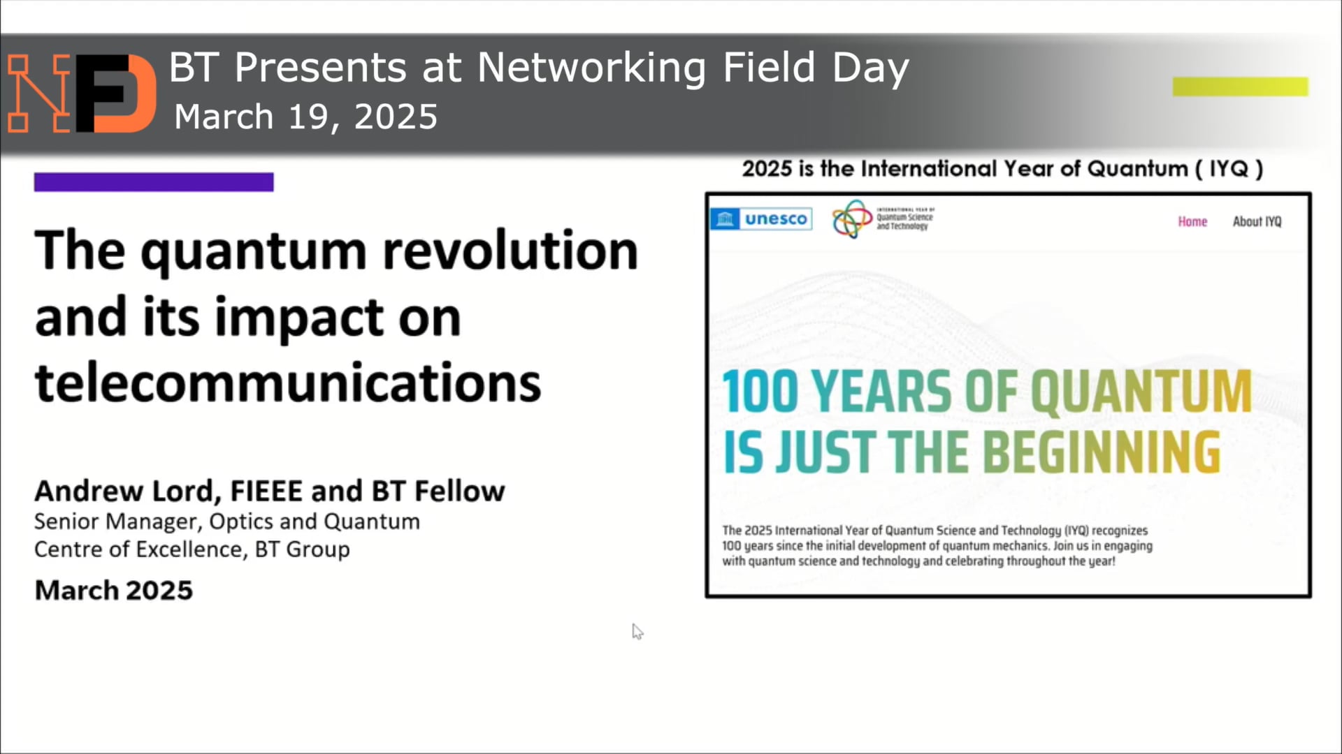 Introduction to Quantum Computing and Communications with BT