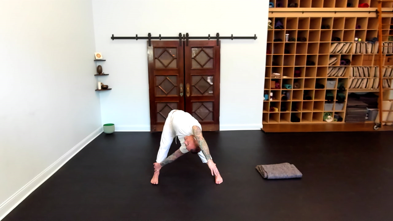 Multi-level with James: Forearm Balance, Half Frog, Revolved Wide Fold 75-minute