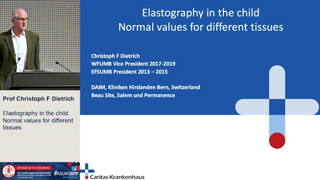 Elastography in the child. Normal values for different tissues
