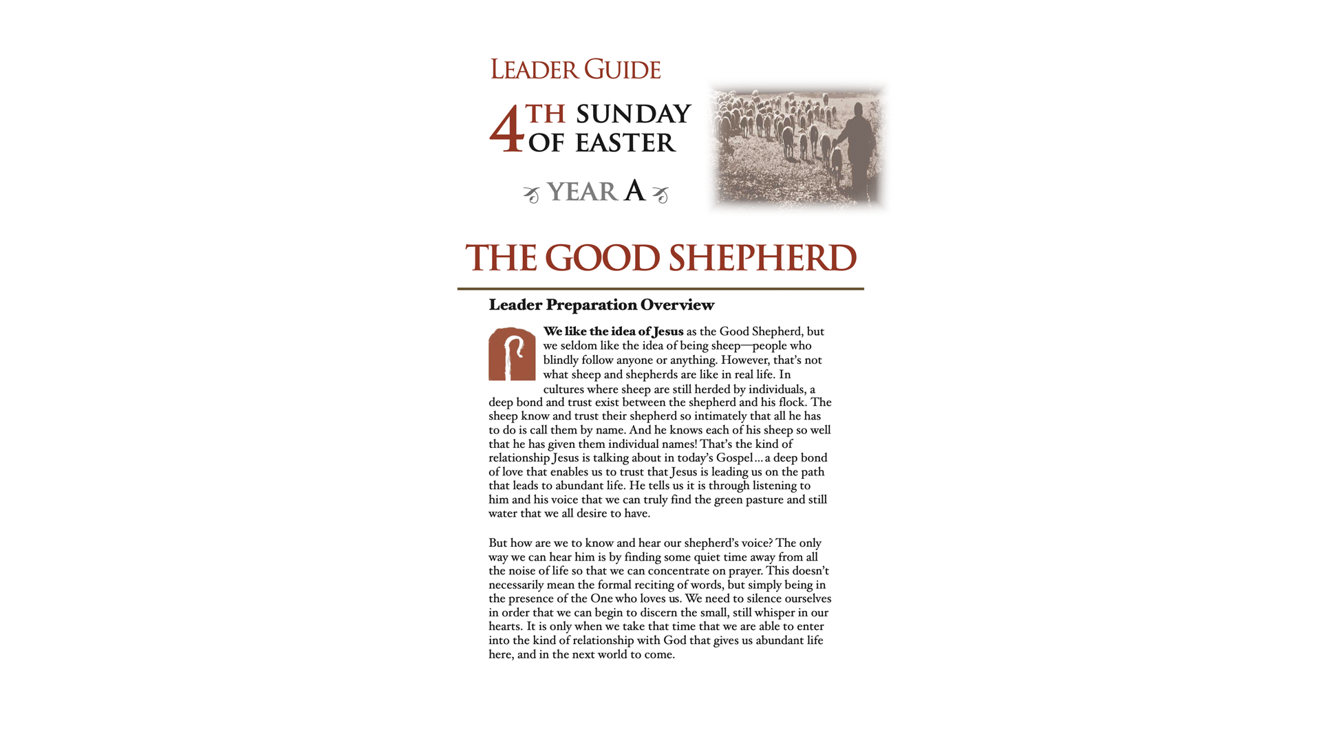 4th Sunday of Easter Leader Guide (Year A)