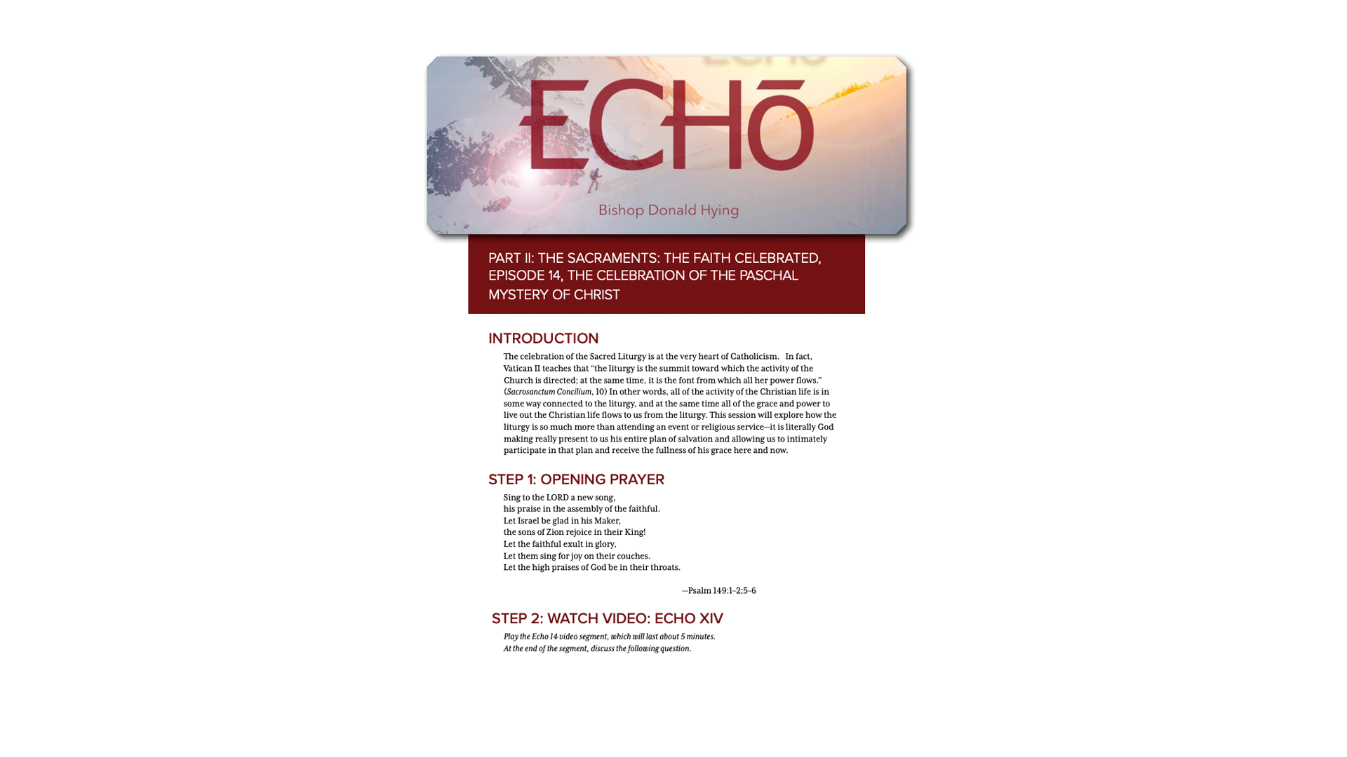 Echo, Sacraments Study Guide