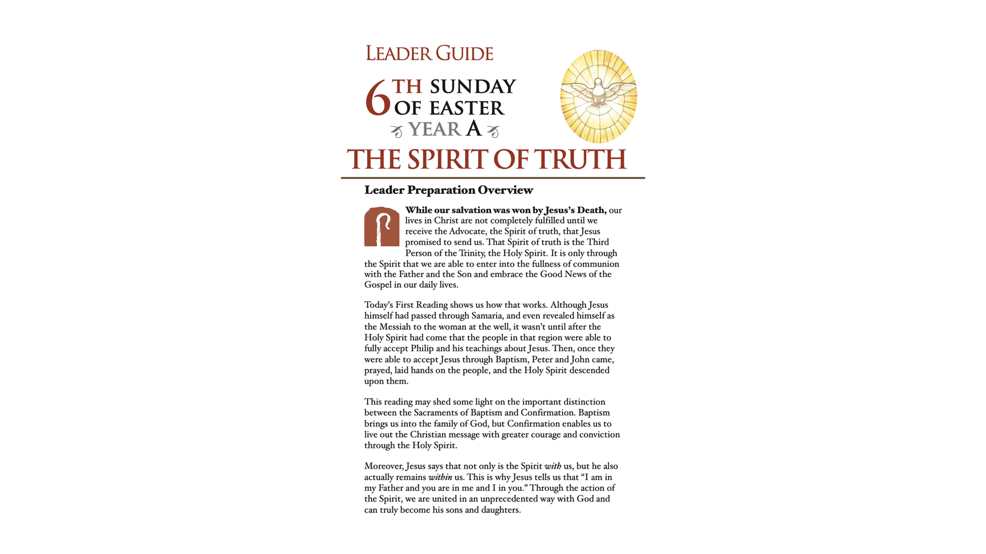 6th Sunday of Easter Leader Guide (Year A)