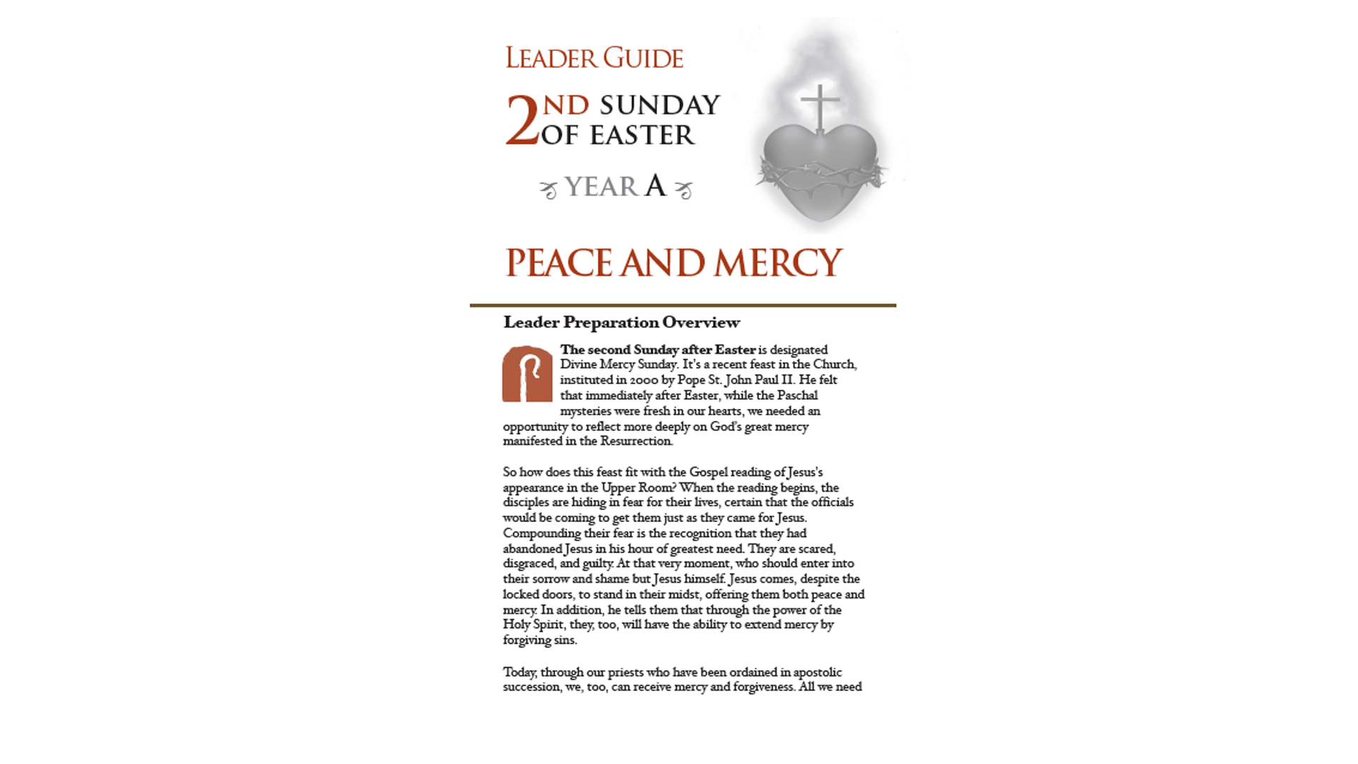 2nd Sunday of Easter Leader Guide (Year A)