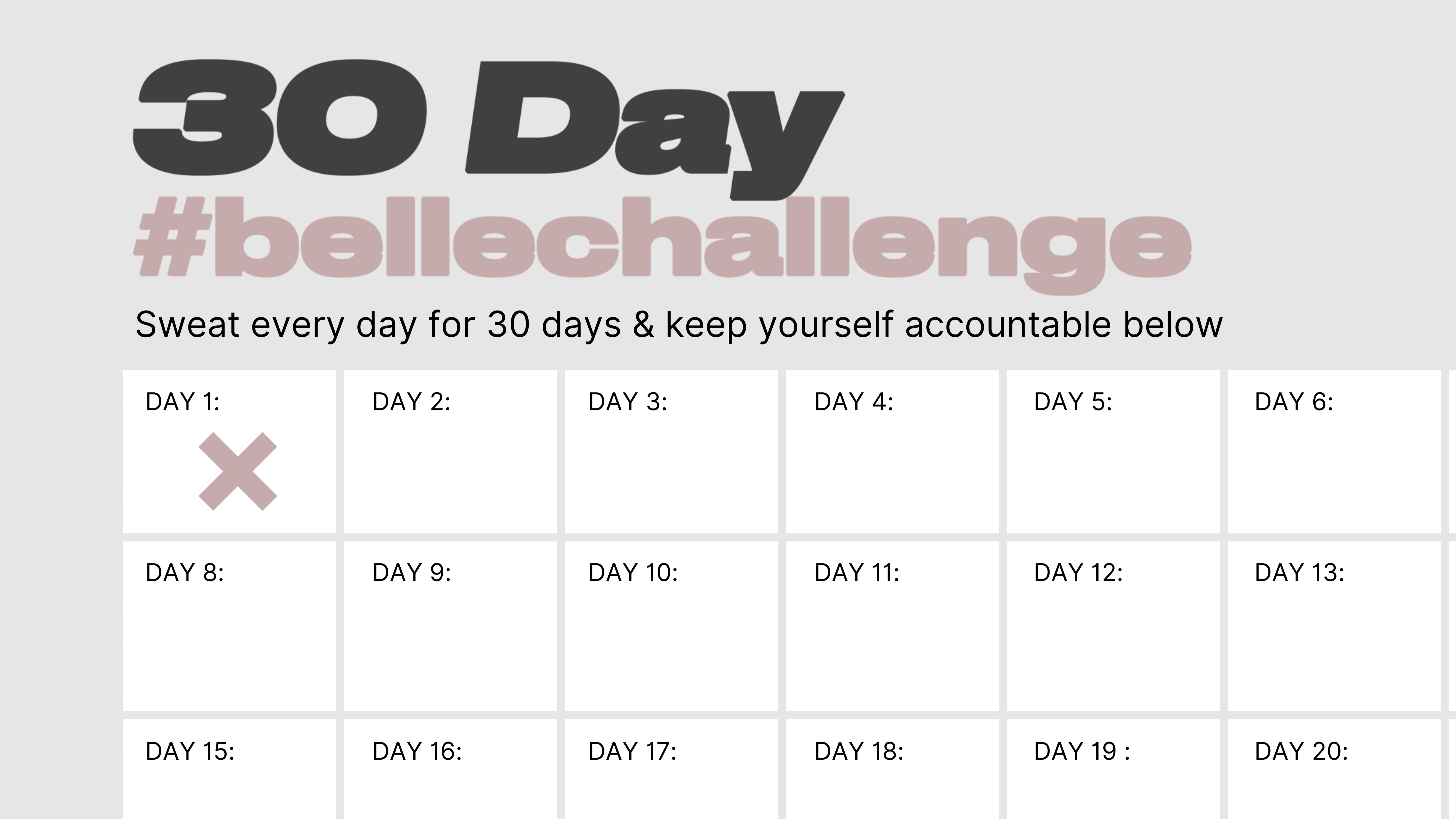 #BelleChallenge Calendar