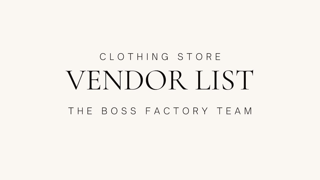 Clothing Store Vendor List