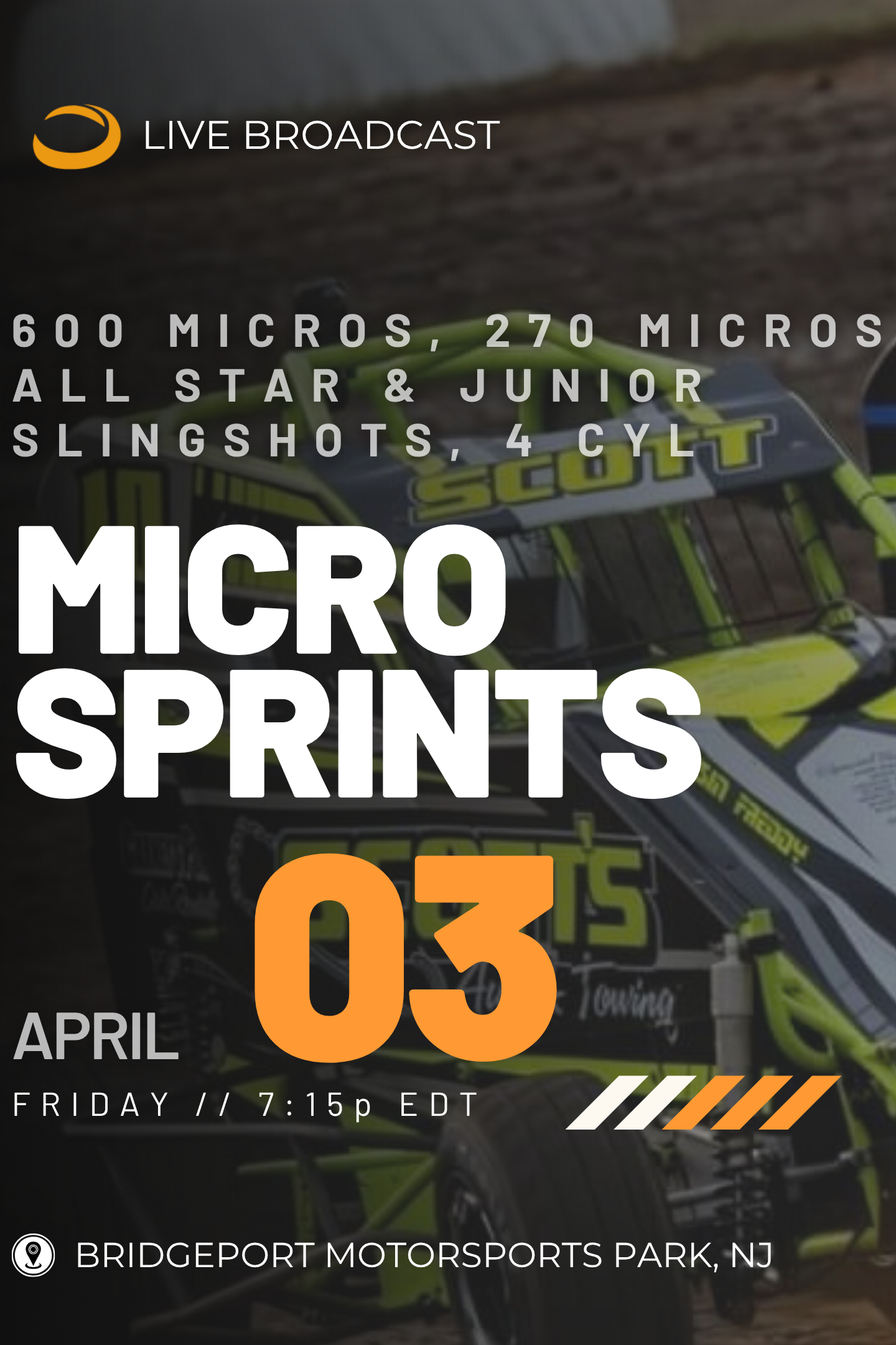 LIVE Fri April 3 // Micro Sprints @ Bridgeport
