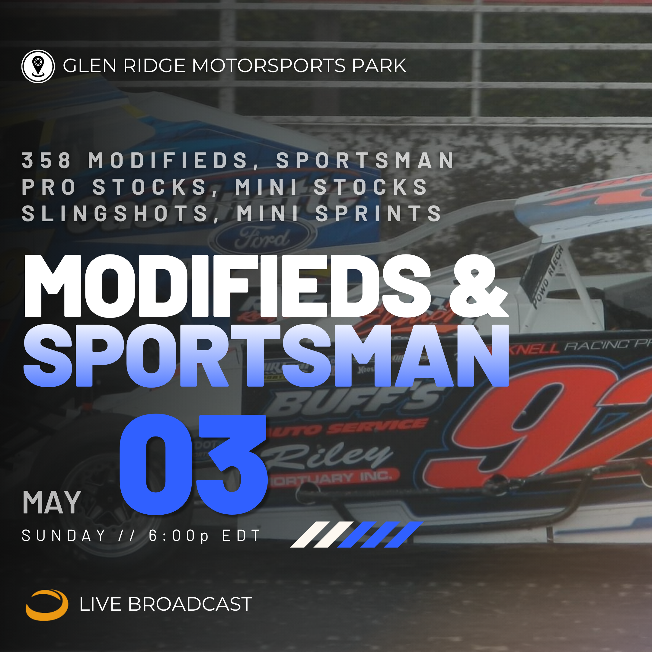 LIVE Sun 05.03 // Modifieds @ Glen Ridge