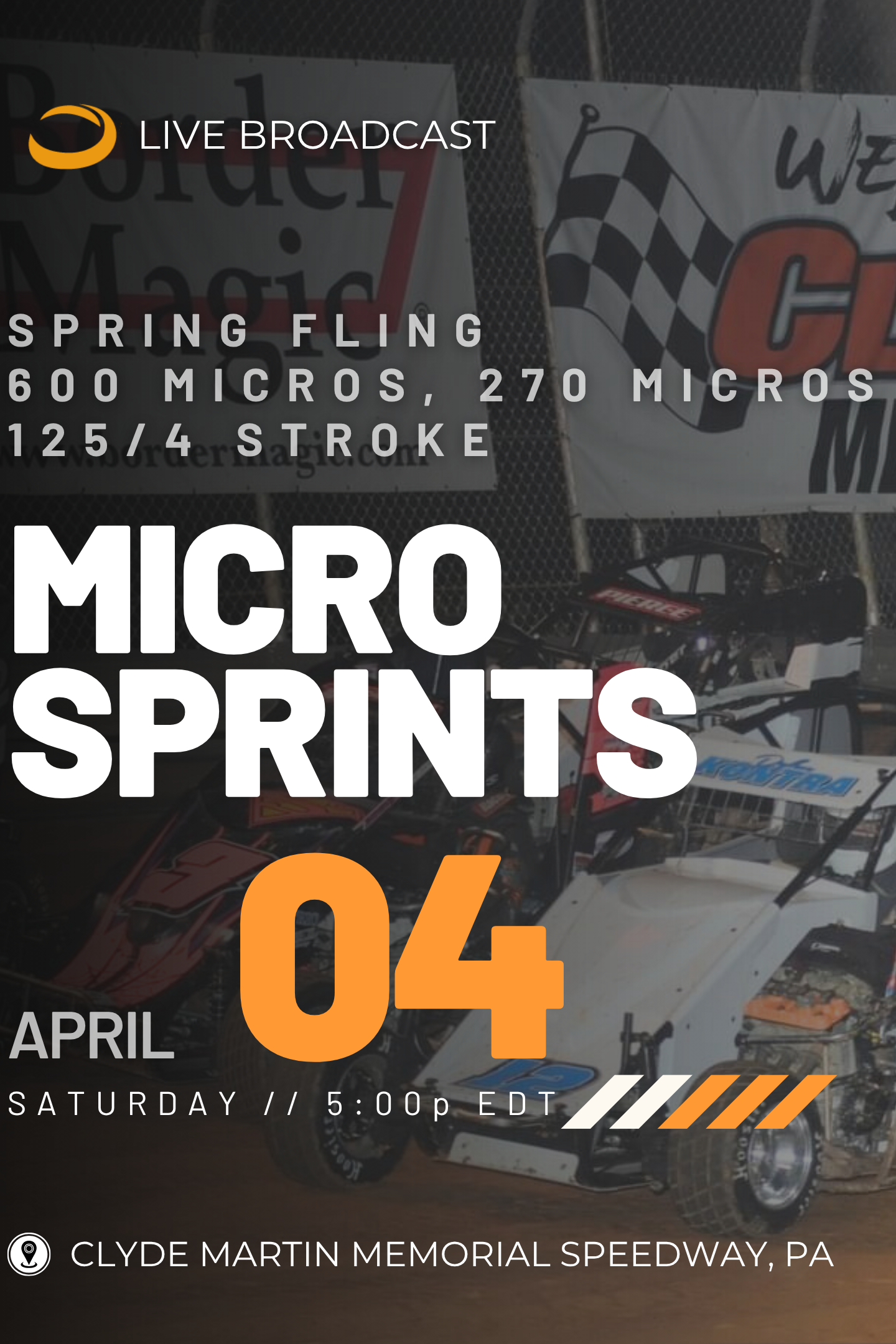 LIVE Sat April 4 // Spring Fling Micro Sprints @ Clyde Martin