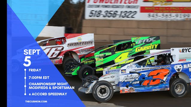 LIVE Fri Sept 5 // Championship Night Modifieds @ Accord Speedway