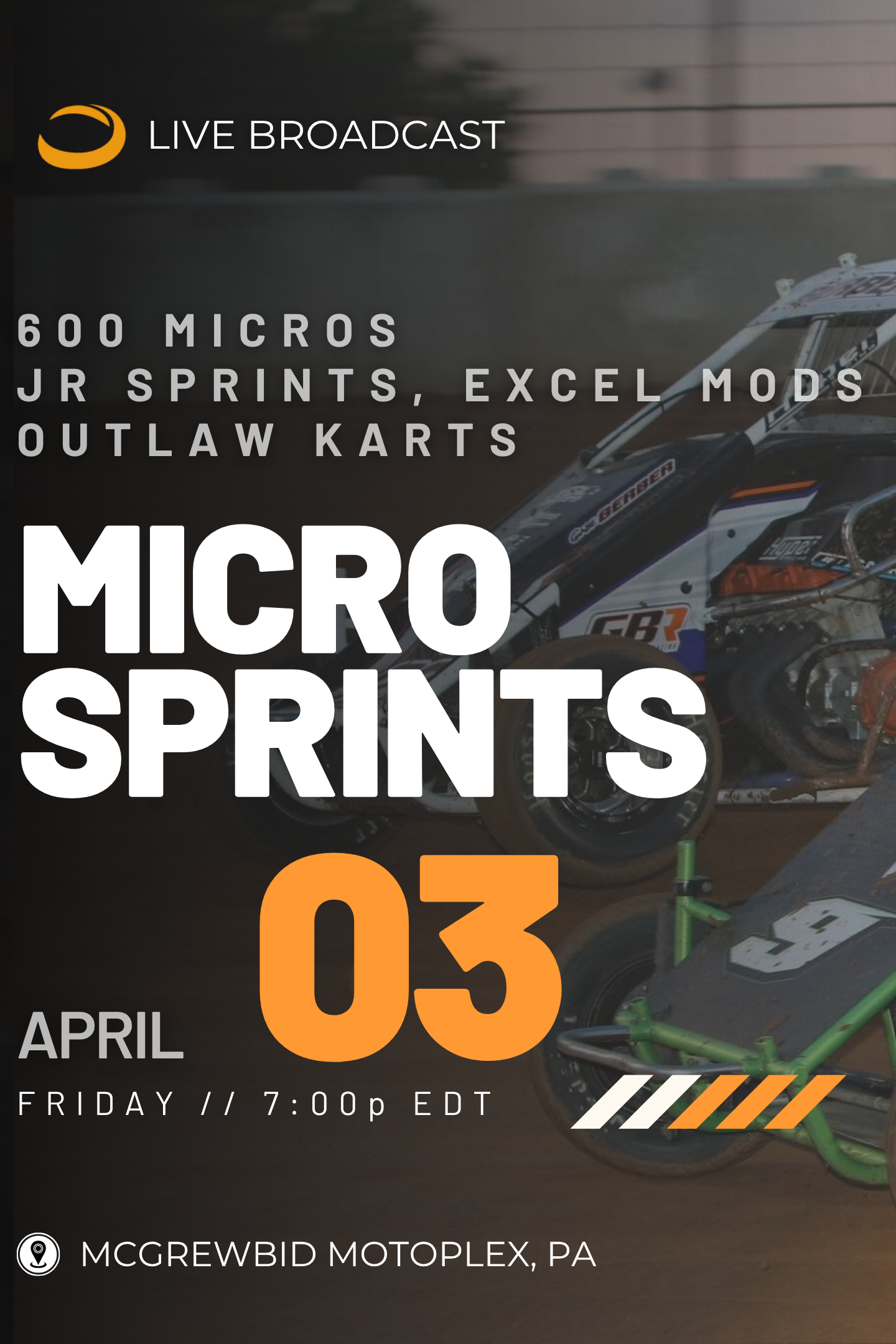 LIVE Fri April 3 // Micro Sprints @ McGrewBid