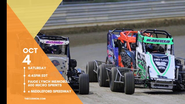 LIVE Sat Oct 4 // $5091 to Win Paige Lynch Memorial Micros @ Middleford Speedway