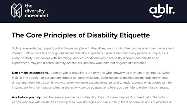Core Principles of Disability Etiquette One Pager