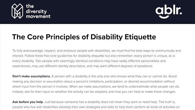 Core Principles of Disability Etiquette One Pager