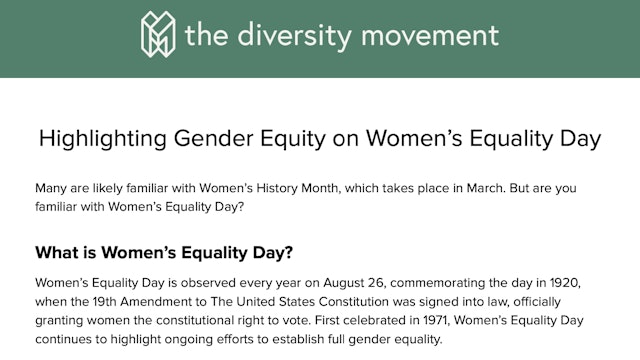 Highlighting Gender Equity on Women’s Equality Day