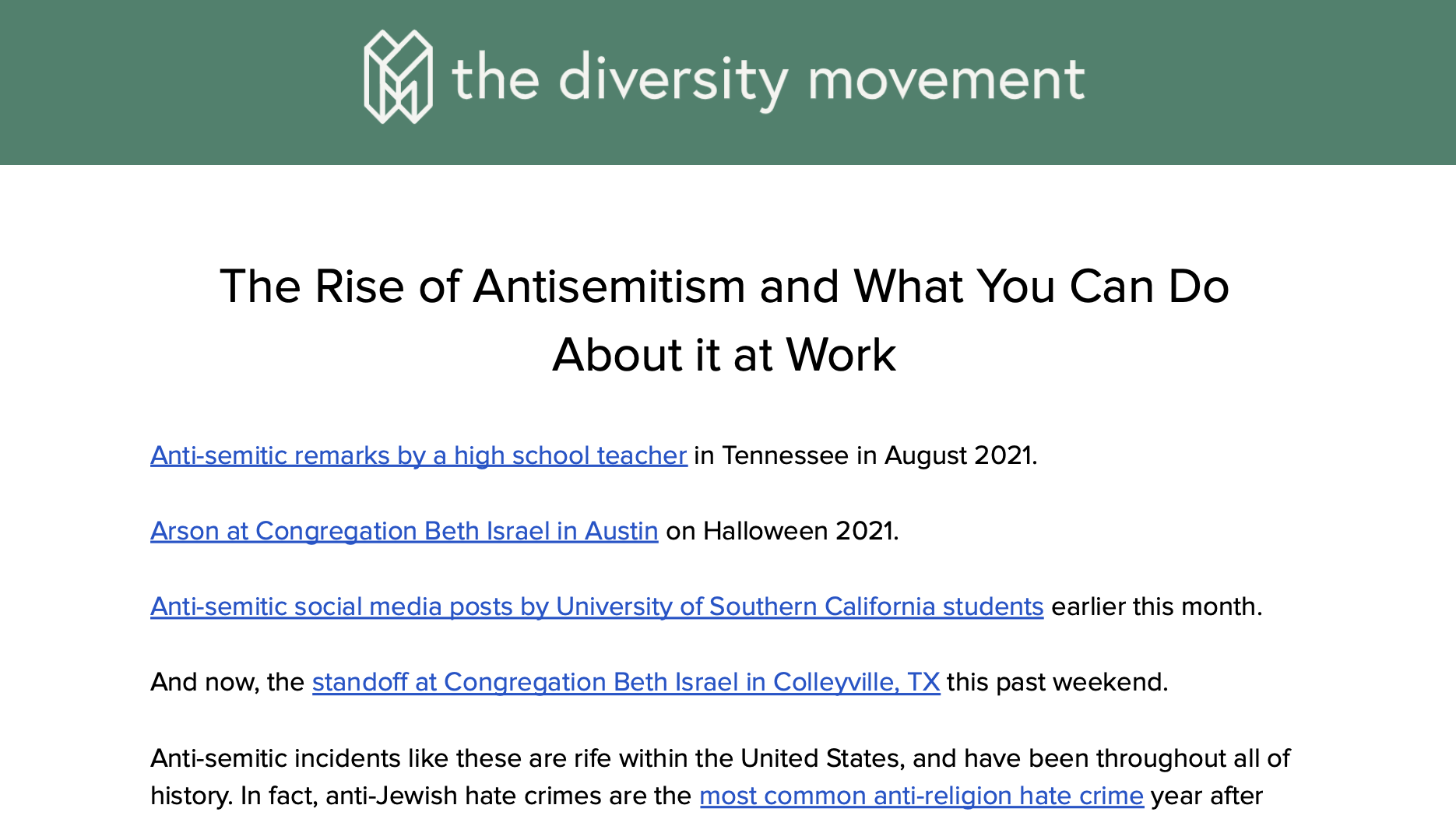 The Rise of Antisemitism and What You Can Do About it at Work