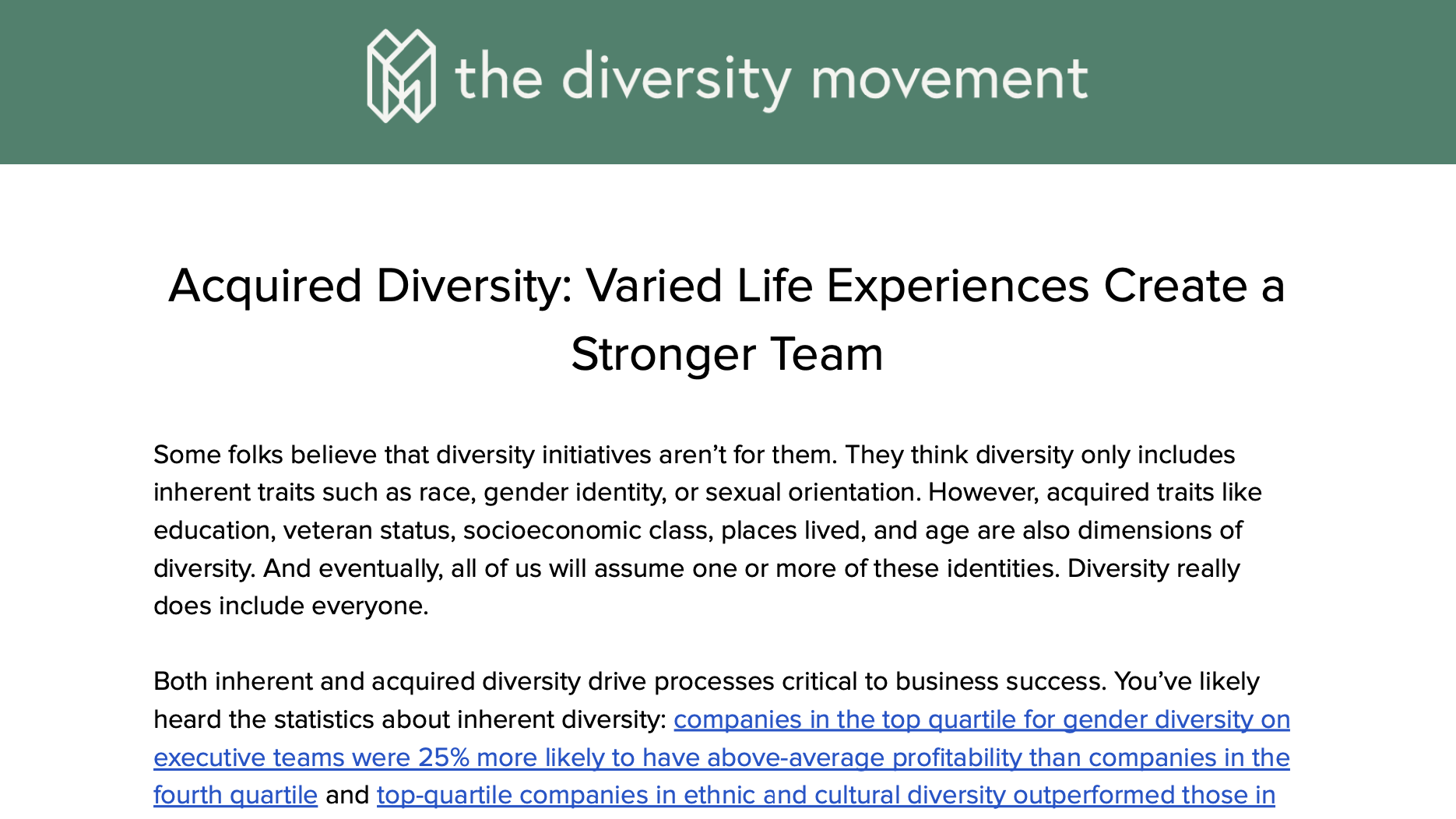 Acquired Diversity: Varied Life Experiences Create a Stronger Team