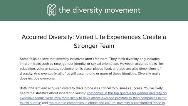 Acquired Diversity: Varied Life Experiences Create a Stronger Team