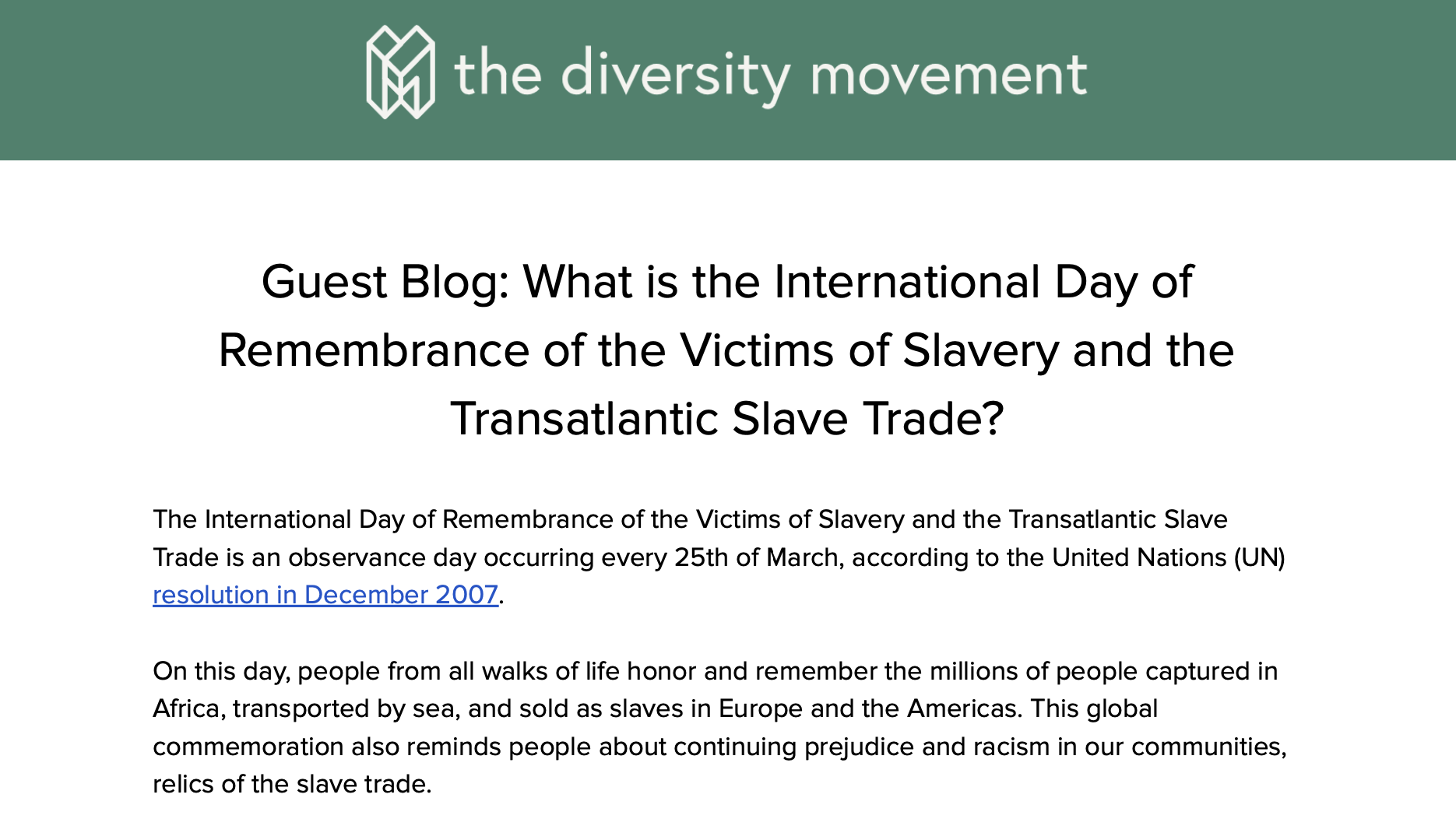 What is the International Day of Remembrance of the Victims of Slavery?