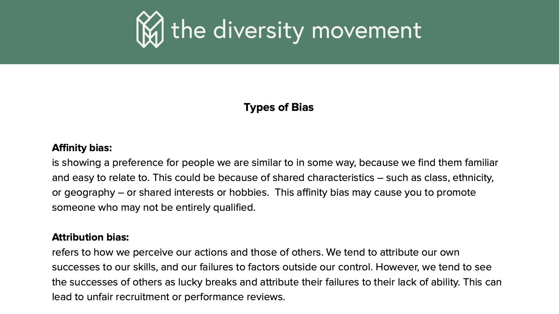 Types of Bias Handout