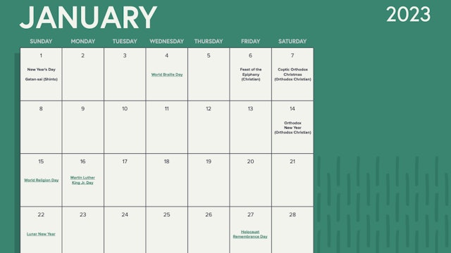 The Diversity Movement 2023 Holiday Calendar