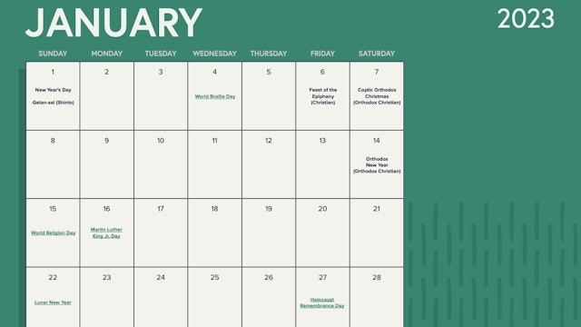 The Diversity Movement 2023 Holiday Calendar