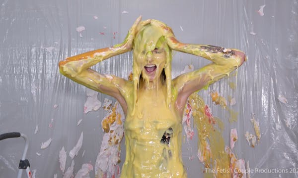 Courtney Is Slimed and Pied in Leather Pants