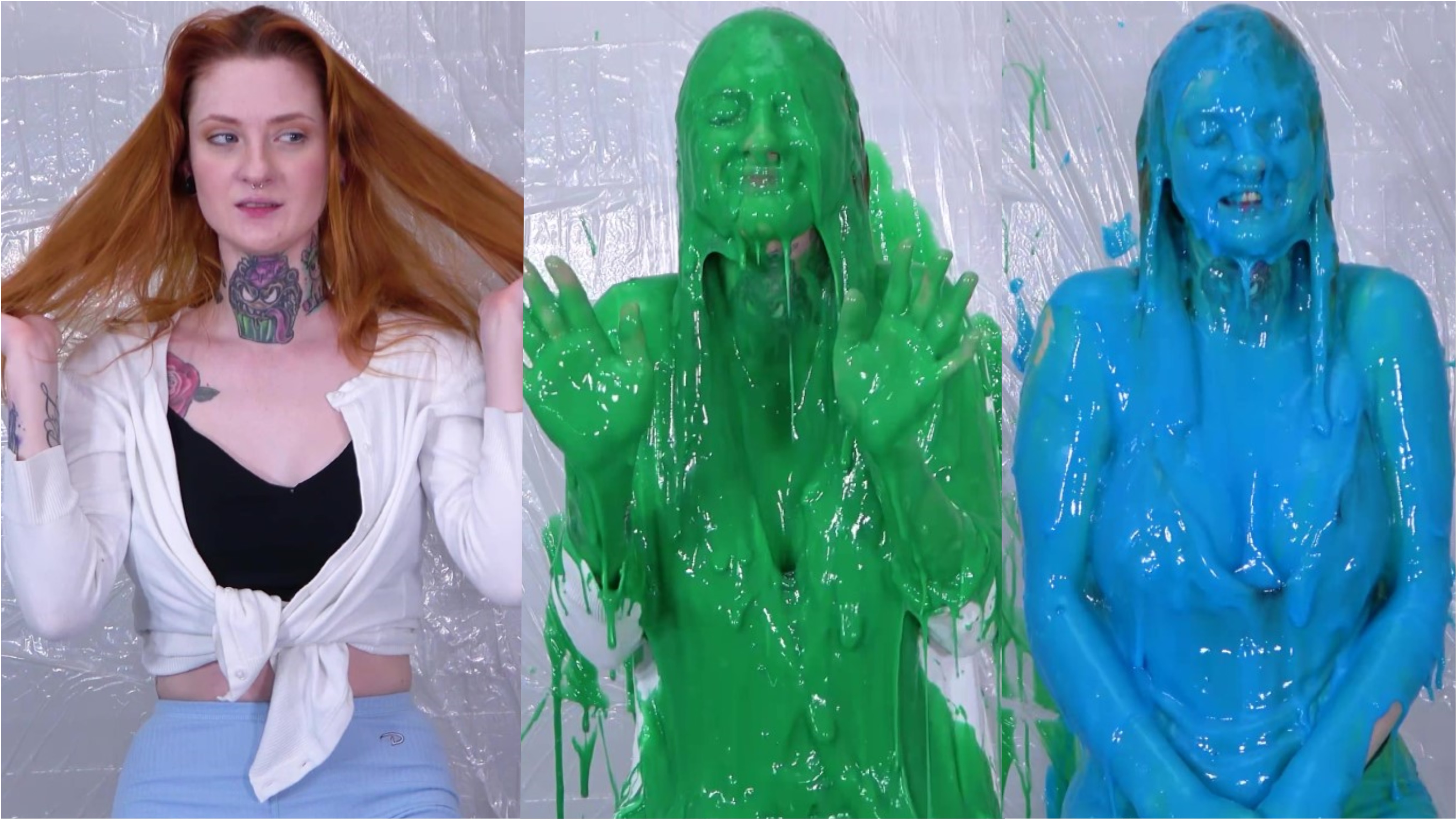 Redhead Liv Gets Blasted With Slime and Gunge
