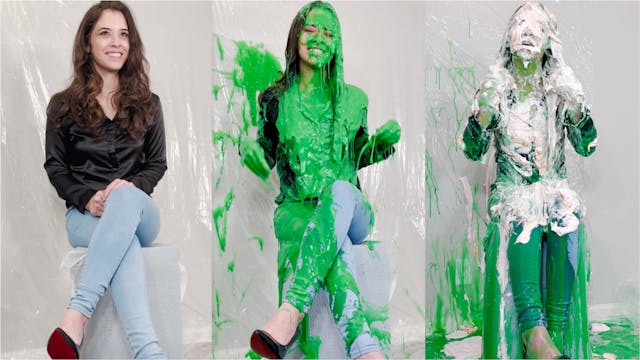 Meredith Blasted With Green Gunge and Pies