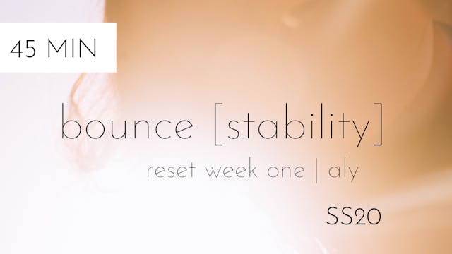 ss20 reset week one | bounce [stability] #1 | aly