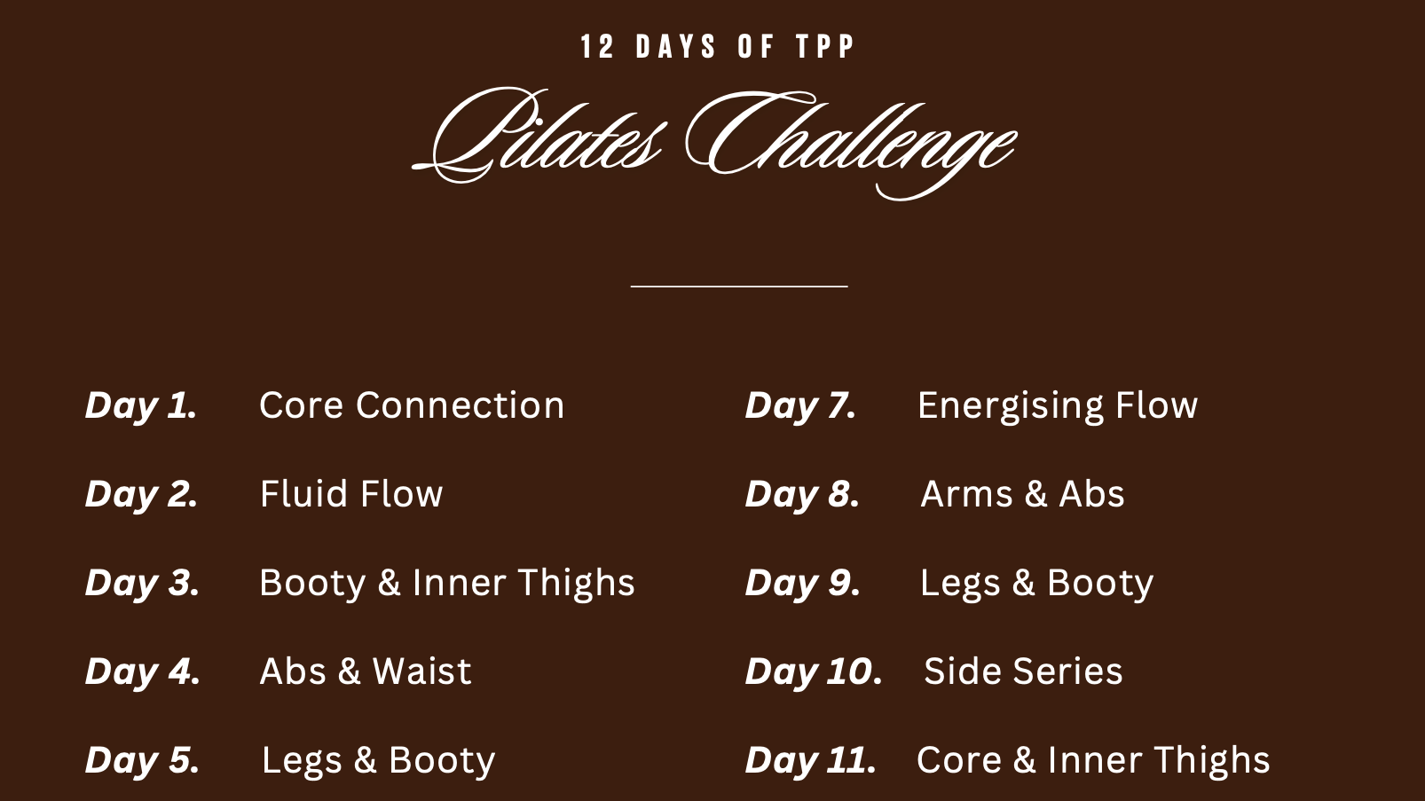 12 Days Of TPP - Schedule