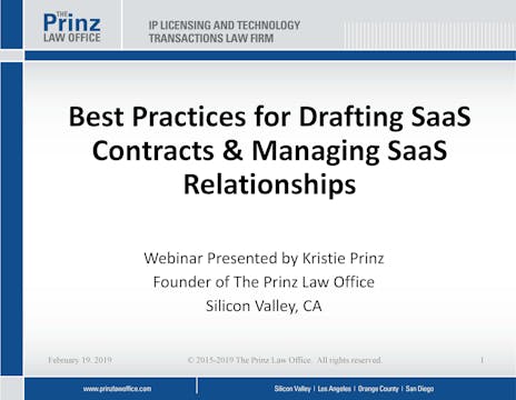 Negotiating SaaS Contracts (Feb. 2019)