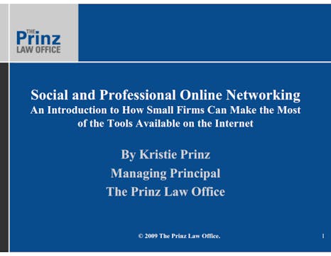 Social and Professional Online Networking (2009)